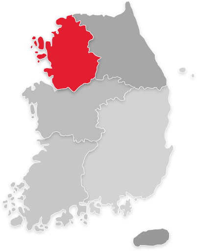 수도권을 강조한 전국 권역 지도